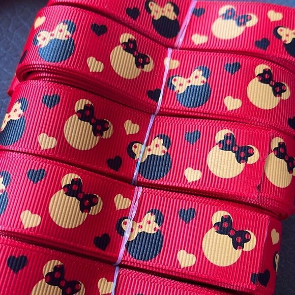 Grosgrain Ribbon 7/8” 5 yards 5/$20 Minnie Mouse bow polka dots red NEW hearts - Picture 4 of 7